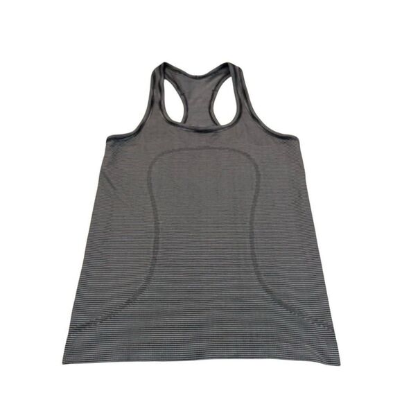 Lululemon Women's Swifty Tech Racerback Yoga Workout Striped Black Tank Top Sz 8 - Picture 1 of 5